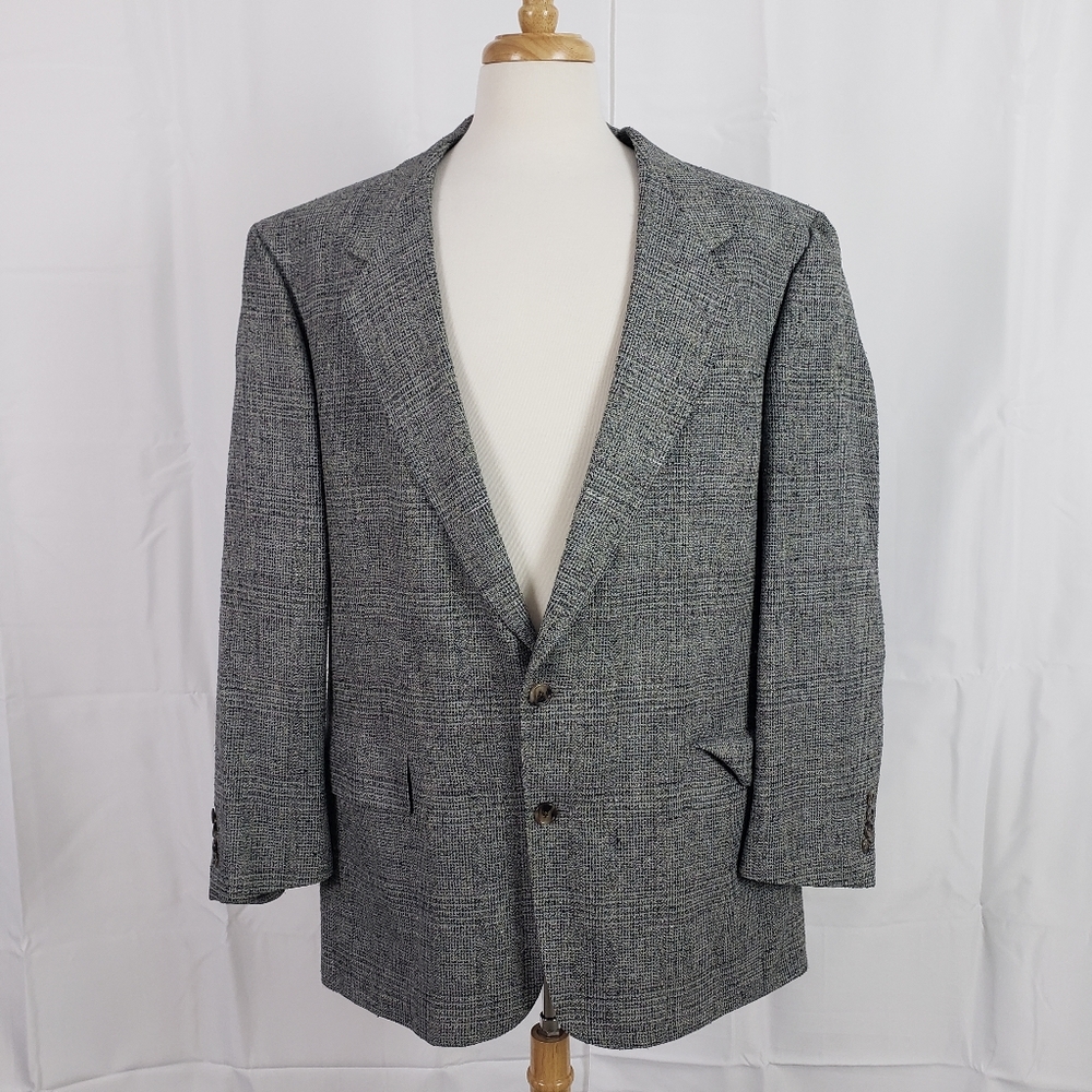 Austin Reed 100% Silk Blazer Sports Coat Grey Textured Size 46L